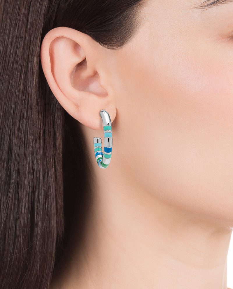 VICEROY PENDIENTES CHIC DE ACERO TIPO ARCO CON RAYAS DE ESMALTE EN TONOS AZULES - Imagen 2