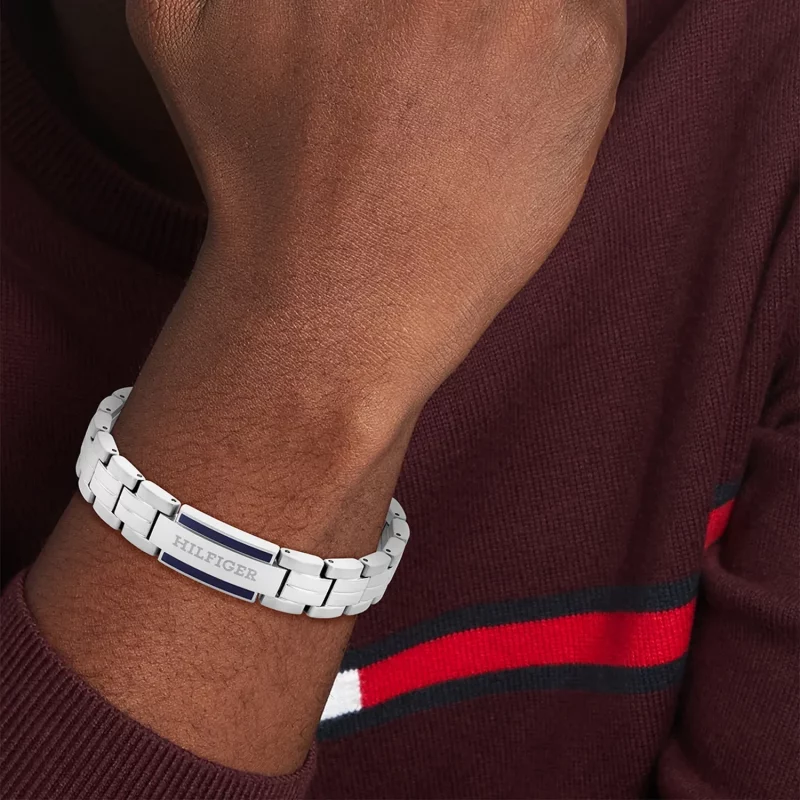 Pulsera Tommy Hilfiger Aero Inoxidable Plateado y Placa con Logo Hombre 2790600 - Imagen 2