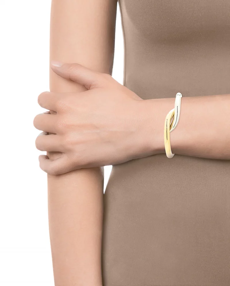 Pulsera Chic entrelazada de acero bicolor plateado y dorado - Imagen 2