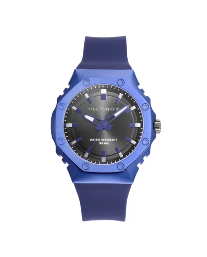 Reloj de hombre con caja de aluminio y correa de silicona azul oscuro