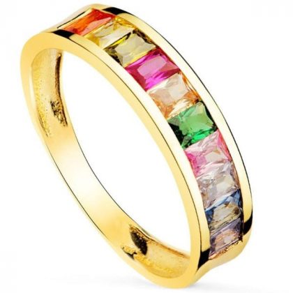 “RAINBOW” anillo oro circonitas