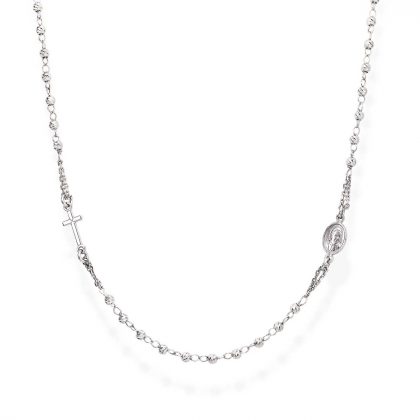 "Rosario gargantilla de plata diamantado" AMÉN