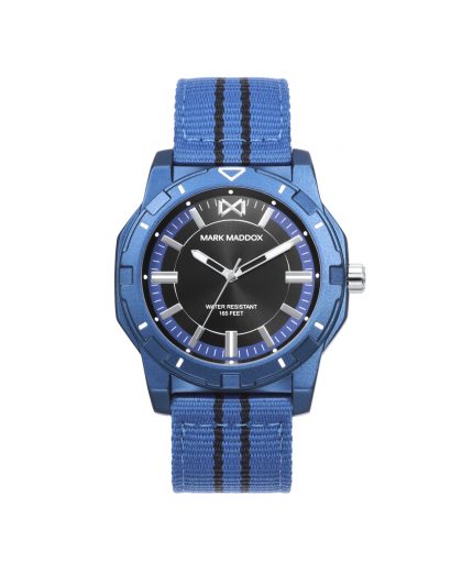 Reloj Hombre Mission, caja de aluminio y correa de nylon azul
