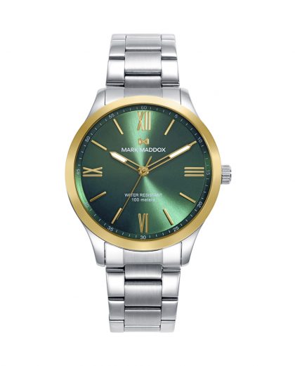 Reloj caja bicolor de acero e Ip dorado 10 atm y brazalete de acero con movimiento cuarzo