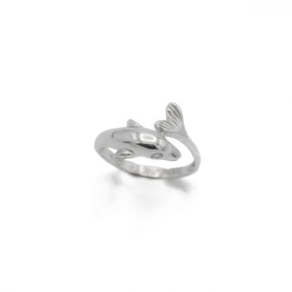 "DEL-FIN" anillo Oro blanco 18K