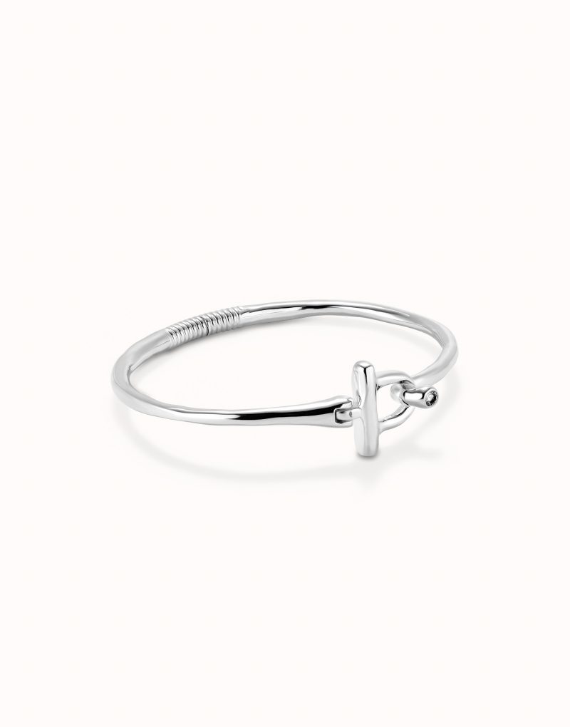 Pulsera con cierre frontal bañada en plata de ley con topacio blanco