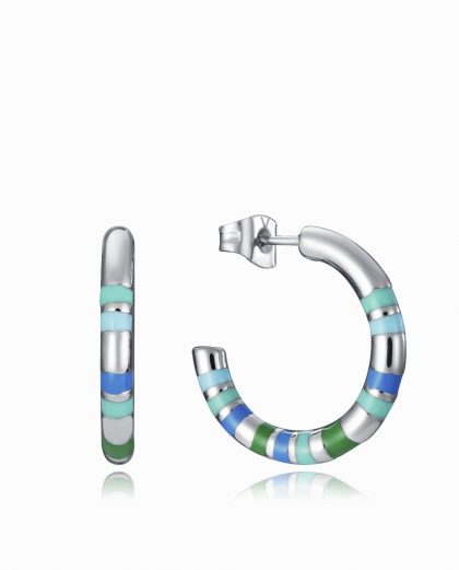 VICEROY PENDIENTES CHIC DE ACERO TIPO ARCO CON RAYAS DE ESMALTE EN TONOS AZULES