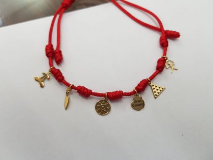 "AFORTUNADOS" pulsera hilo rojo con colgantes islas canarias