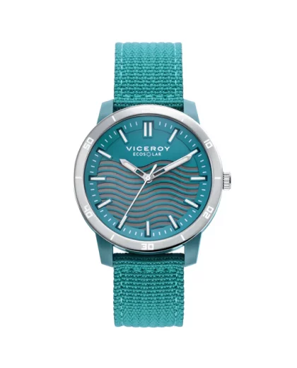 Reloj de hombre Ecosolar con caja de plástico reciclado y correa de nylon reciclado en verde