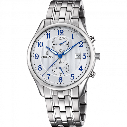 RELOJ FESTINA TIMELESS CHRONOGRAPH F6854/A BLANCO CORREA DE ACERO INOXIDABLE 316L, HOMBRE