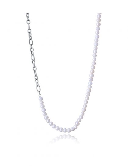 Collar de acero y perlas naturales Ref: 14226C01000