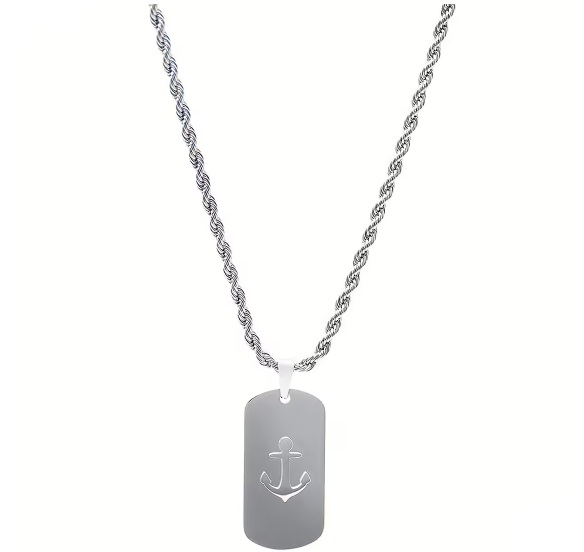 "Collar con etiqueta de emoción y ancla"