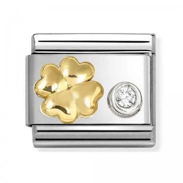 Link Composable Classic Trébol Oro con detalle en Plata