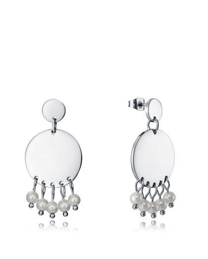 Pendientes Viceroy Air acero con motivo de disco y perlas