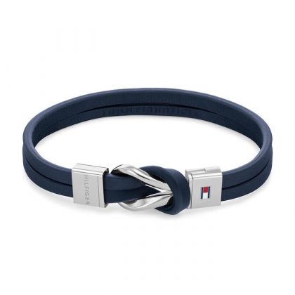 Pulsera Tommy Hilfiger Hombre Cuero Azul y Acero Inoxidable 2790443