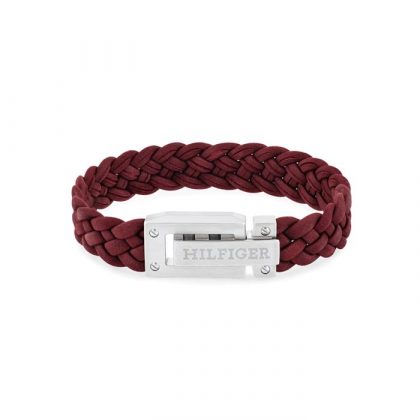 Pulsera Tommy Hilfiger Hombre Cuero Buganvilla Trenzado y Acero Inoxidable 2790519