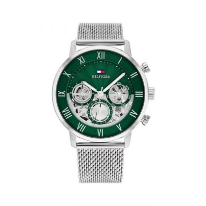 Reloj Tommy Hilfiger Legend Hombre Plateado y Verde Multifunción 1710567