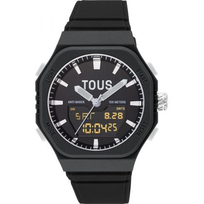 Reloj analógico/digital de acero y brazalete de nylon negro Bet