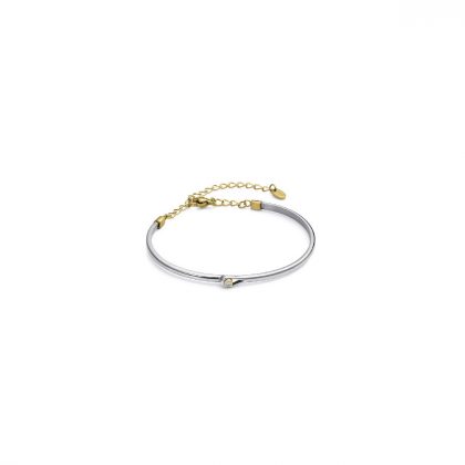 Pulsera de acero con IP dorado y un diamante