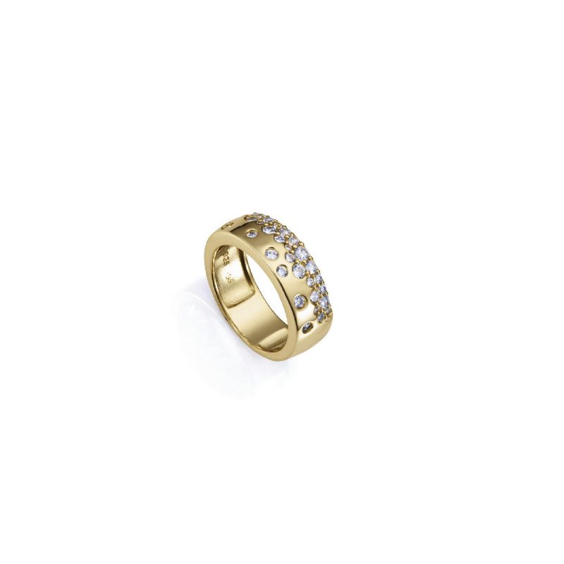 Anillo de plata de primera ley con baño de oro con circonitas