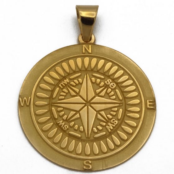 "NORTH" colgante Oro 18K brújula Handmade