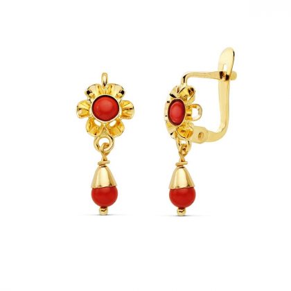 "CORAL" pendientes Oro 18K