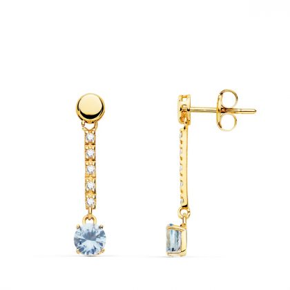 "AGUAMARINA" pendientes Oro 18K