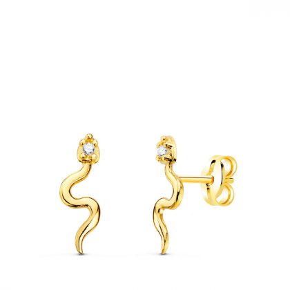 "SERPIENTES CON CIRCONITAS" PENDIENTES ORO 18K
