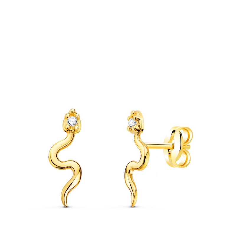 "SERPIENTES CON CIRCONITAS" PENDIENTES ORO 18K