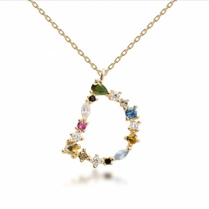 "CRISTAL" collar Plata chapada en oro iniciales