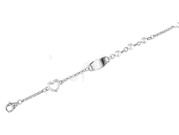 "MIRAL" pulsera infantil rodiada con perlas