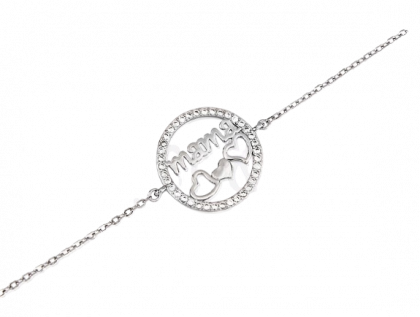 "BRAVIA" pulsera rodiada con circonitas "mamá"