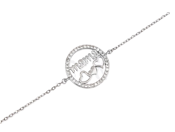 "BRAVIA" pulsera rodiada con circonitas "mamá"
