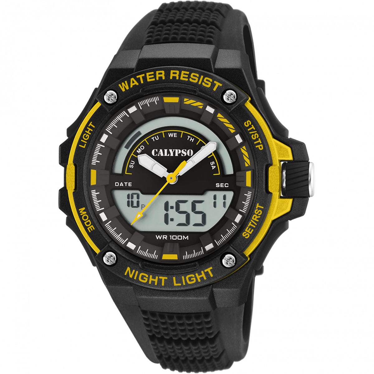 RELOJ CALYPSO PARA HOMBRE K5768/4 CAJA DE CAUCHO MULTI CORREA NEGRO