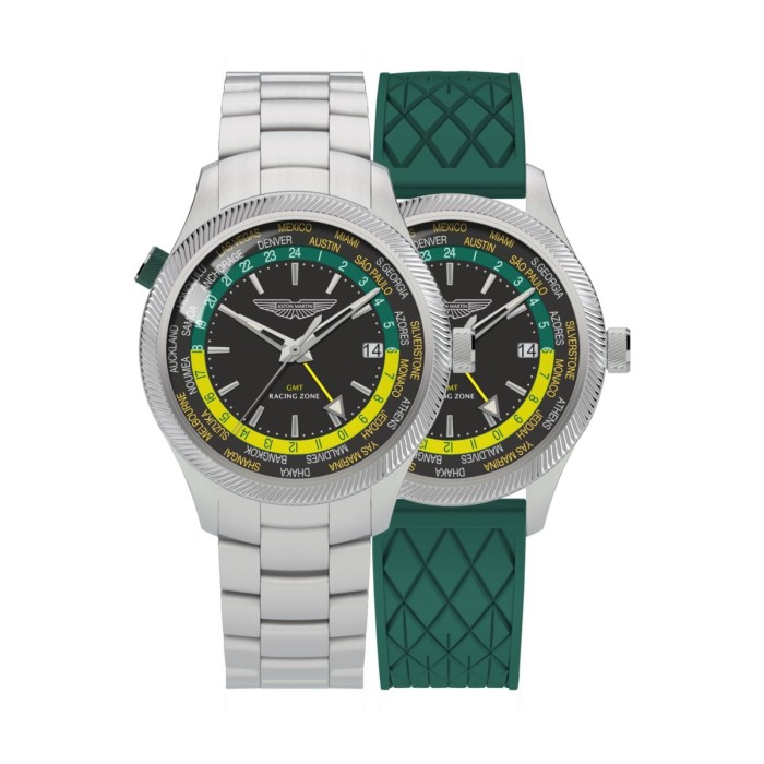 Reloj Aston Martin Plateado y Verde Analógico Hombre MTIZ1F503