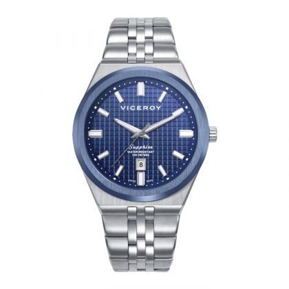 Reloj Viceroy Swiss Made Plateado y Azul Hombre Analógico 45115-37