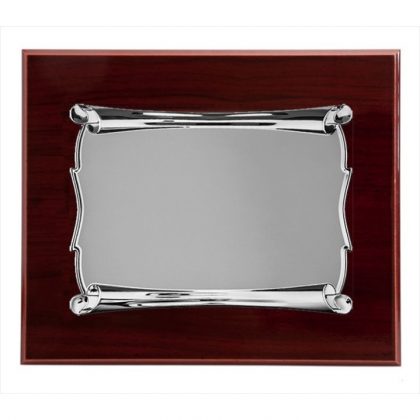 PLACA CONMEMORATIVA MADERA Y ALUMINIO PERGAMINO