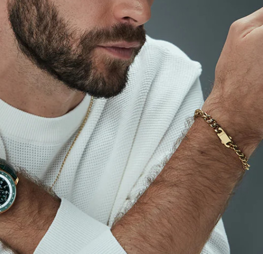 Pulsera de hombre de de acero Ip dorado cadena - Imagen 2