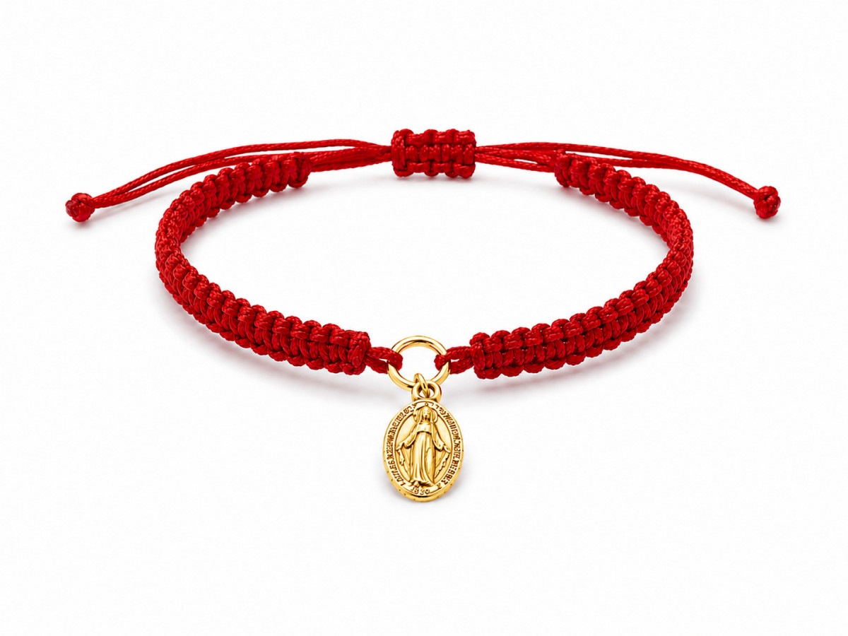 "MIRACLE" pulsera plata e hilo rojo