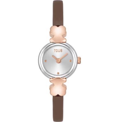 Reloj analógico y correa de silicona mocha Icon Chic