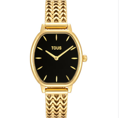 Reloj analógico con brazalete de acero dorado y ónix Osier