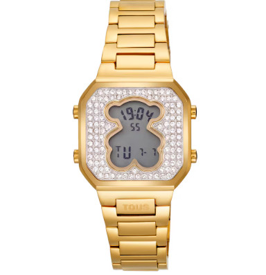 Reloj digital con brazalete de acero dorado y circonitas D-BEAR MINI