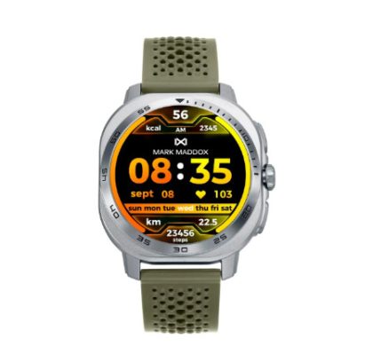 Reloj Smart caja de metal con correa de silicona verde