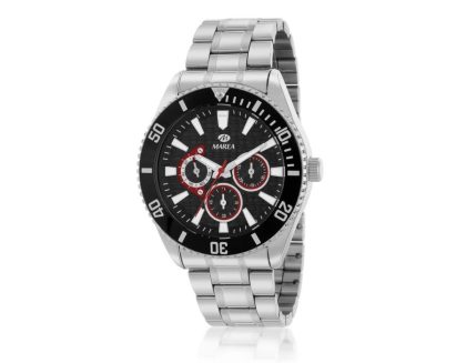 Reloj de hombre multifunción con correa de acero y esfera negra B41393/1