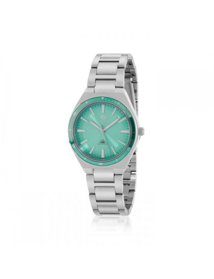 Reloj de mujer de acero con correa de acero y esfera azul turquesa B41383/2