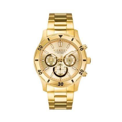Reloj de hombre Heat de acero IP dorado con cronógrafo