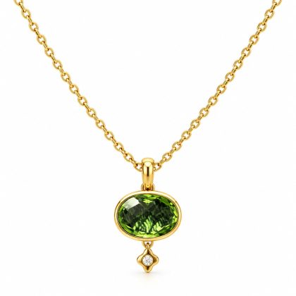 "OLIVIA" Gargantilla de Plata Bañada en Oro con Piedra Verde