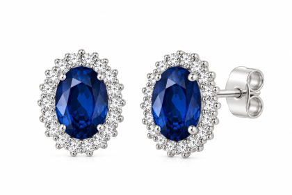 "ZAFRA" Pendientes de Plata con Circonitas Azules y Blancas