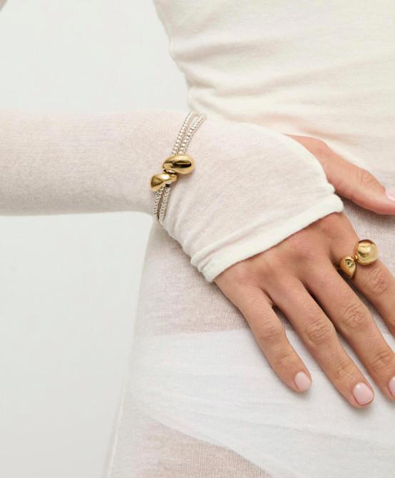 Pulsera Axis Pulsera doble bañada en plata con dos gotas en oro - Imagen 2