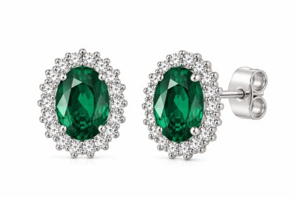 "EMERALD" Pendientes de Plata con Circonitas Verdes y Blancas